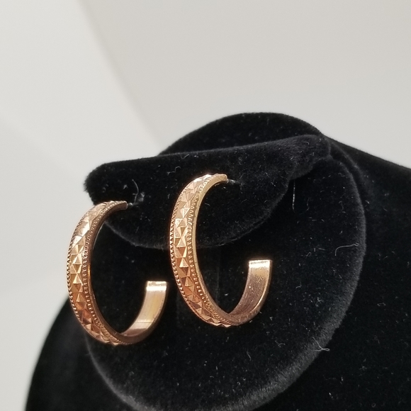 Copper Hoop Earrings w/ Surgical Steel Post Backs - Picture 2 of 3